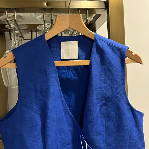 Mango Double Breasted Vest in blue, Size L. Coordinate set - Picture 2 of 8